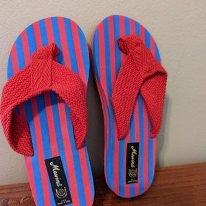 Messina Red & Blue Striped Sandals Thong Flip Flops Unisex Kids sz XS NWOT